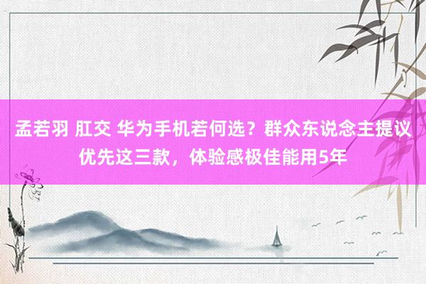 孟若羽 肛交 华为手机若何选？群众东说念主提议优先这三款，体验感极佳能用5年