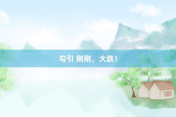勾引 刚刚，大跌！